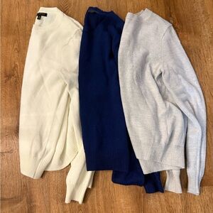 Banana Republic Factory Women’s Crewneck Sweater Trio - Cream, Navy, Light Gray